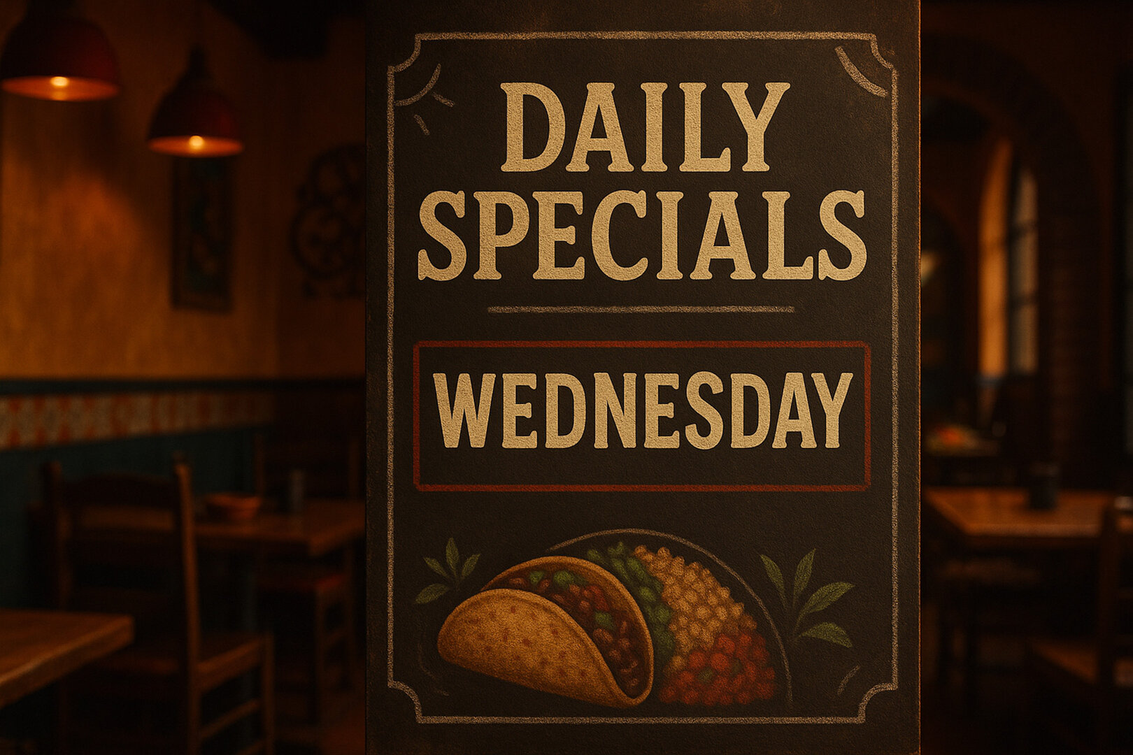 Daily Specials - Wednesday Azteca | A large, thin cut flour tortilla fried to crispy perfection and topped with a choice of your favorite ingredients. Smothered in chile verde or enchilada sauce and topped lettuce, tomato and cheese. Ground sirloin, Pork, Shredded chicken or refried beans.